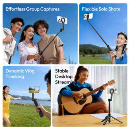Ulanzi SK26 Magnetic Version (S014) - mini statyw i selfie stick z magnetycznym uchwytem do smartfona - przykład użycia